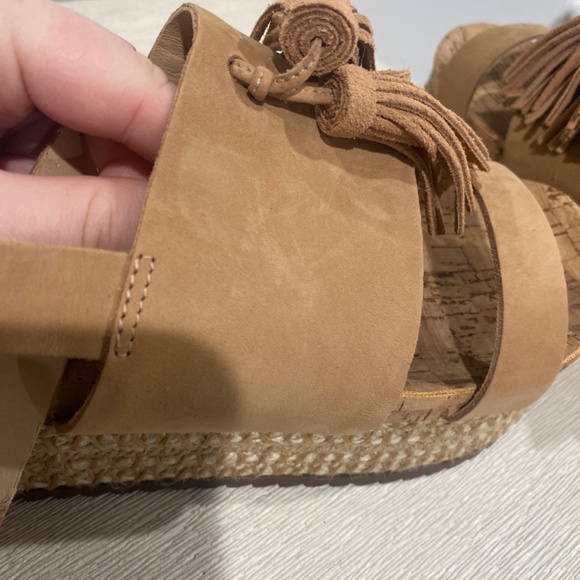 SCHUTZ- Monicca Desert Nude Suede Cork with Tassel Platform Sandal - Picture 4 of 6